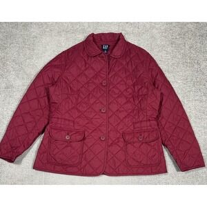 Vintage Y2K Gap Quilted Jacket Womens Red Chore Field Lightweight Read‎